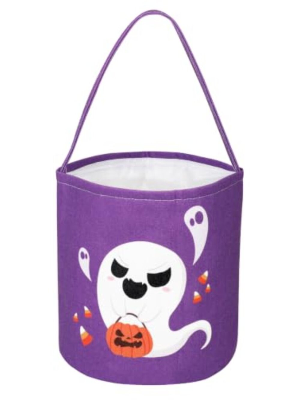 Canvas Halloween Trick or Treat Bucket Ghost Candy Tote Bag Foldable